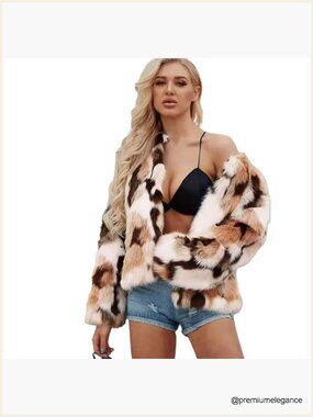 Faux Fur Coat Jacket Winter Warm Overcoat Long Sleeve Turn Down Collar Animal